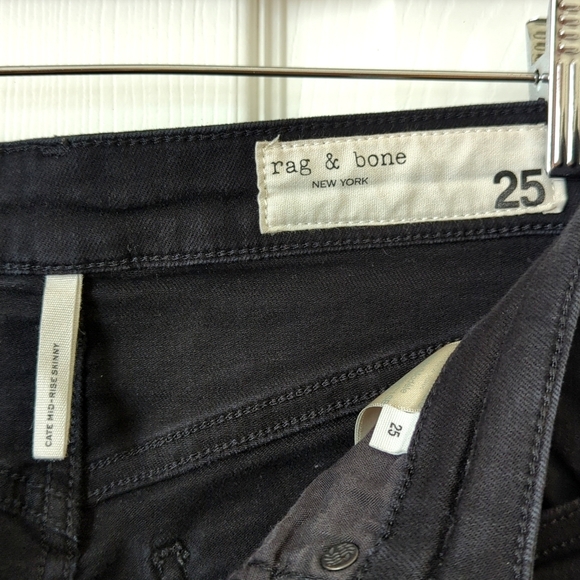 Rag & Bone Cate Classic Mid Rise Ankle Length Skinny Jeans No Fade Black 25 - Picture 9 of 15